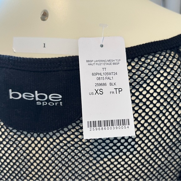 Bebe Black Fishnet Long Sleeve Top - Picture 7 of 8